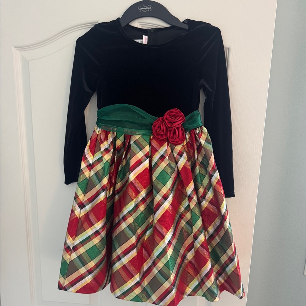 Bonnie Jean Black and Plaid Formal Dress